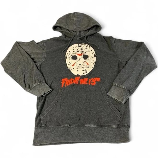 Pullover Hoodie Friday The 13th Jason Vorhees Gray Graphic Small Adult
