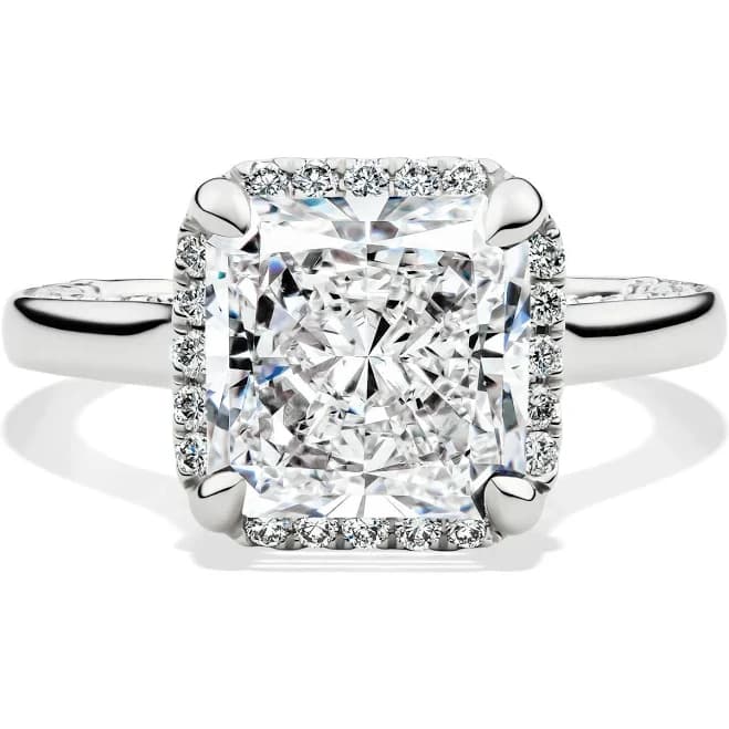 14K Yellow Gold 4 1/2 ct. tw. Lab Grown Diamond Square Radiant-Cut Halo