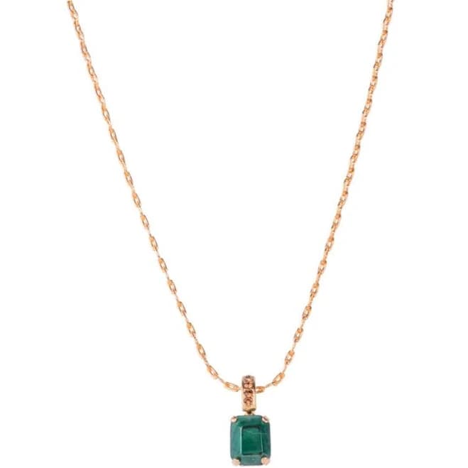 Emerald Cut Malachite Pendant in Yellow Gold