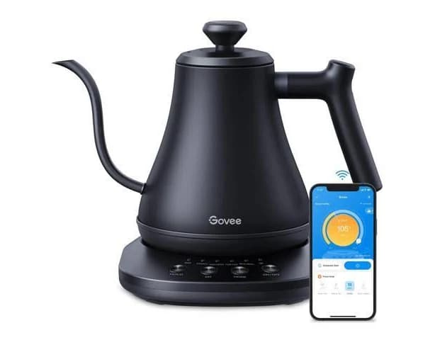 Smart Electric Kettle, WiFi Variable Temperature Gooseneck Pour Over Kettle and Tea Kettle, Alexa Control, 1200W Quick Heating, 100% Stainless Steel,