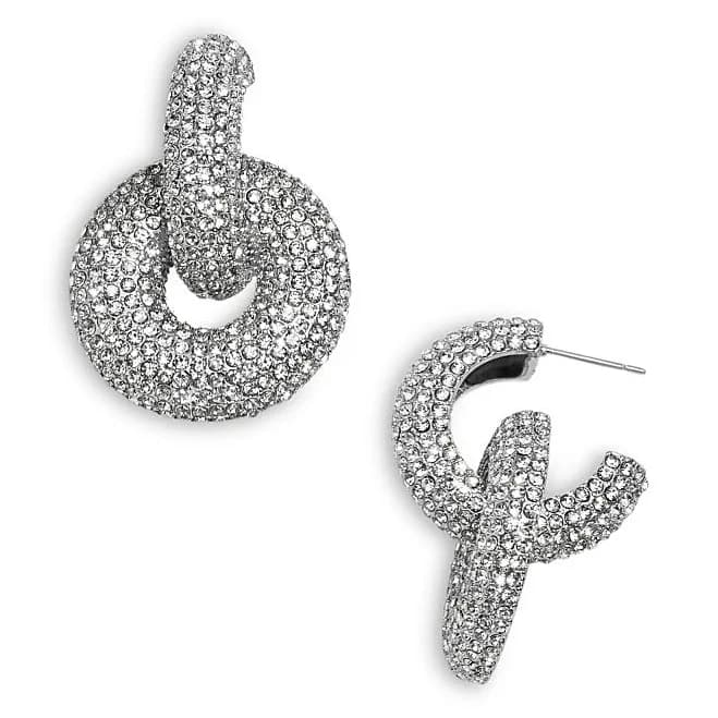 BaubleBar Mia Pavé Circle Hoop Drop Earrings