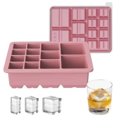Bsjjy Pink 13-Cavity Square Ice Block Mold, Silicone Ice Tray for Home Refrigerator, for Freezer & Oven, Easy Release Ice Maker, Size: Free Size