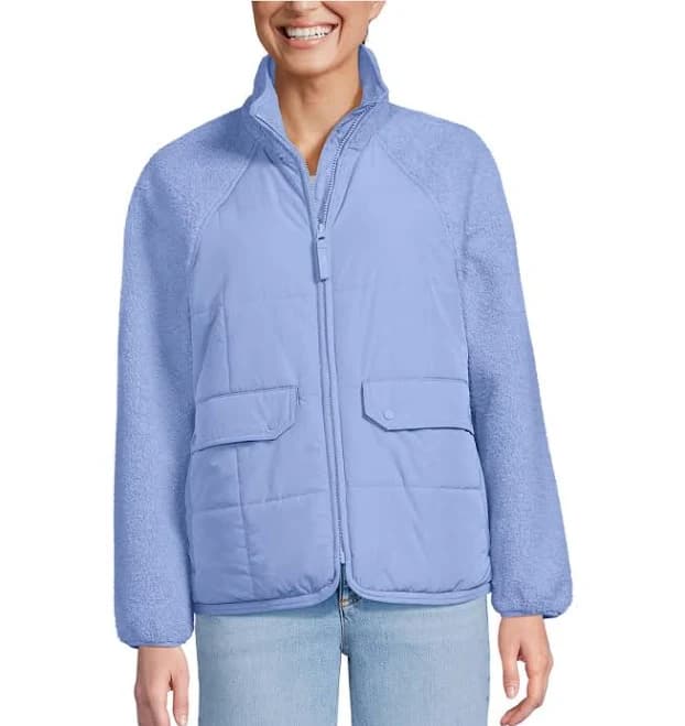 Lands' End Women's Mixed Media Sherpa Fleece Jacket