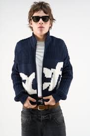 Scff Navy Knit Zipper - Knitwear | Scuffers