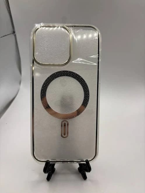 For Iphone 14 Pro Max Clear With Gold Accents Mag Safe Case