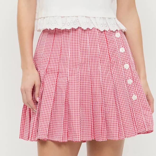 Caroline Gingham Pleated Mini Skirt