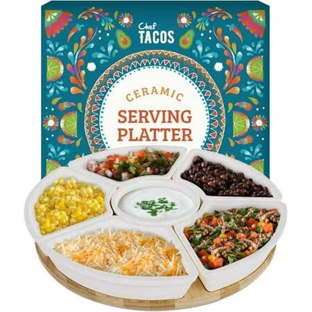 Chef Tacos Ceramic Taco Serving Platter