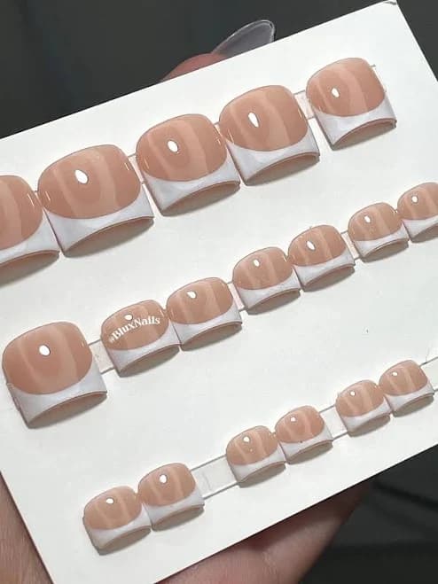 French Tip Gel or Acrylic Press On Toe Nails