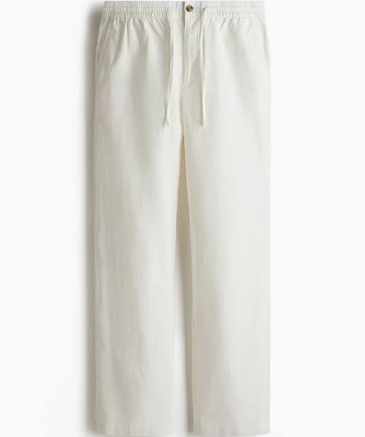 H&M Men's Regular-Fit Linen-Blend Pants