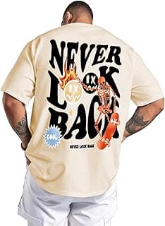 Mens Graphic Tees Vintage T-Shirts Oversized Letter Print Casual Crewneck Cotton Top Short Sleeve Rapper Streetwear