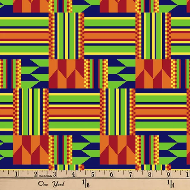 David Textiles 44 inch Cotton Kente Squares Fabric