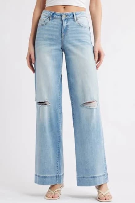 Hidden Jeans Women's Distressed Wide-Leg Jeans