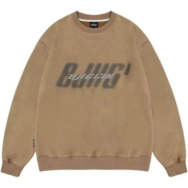 Casual Suede Sweatshirt with Reflective Letter Print