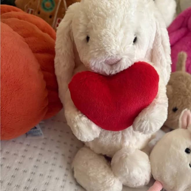 Jellycat Toys | Jellycat White Bunny With Red Heart | Color: Red/White | Size: Medium | Laurenm0923's Closet