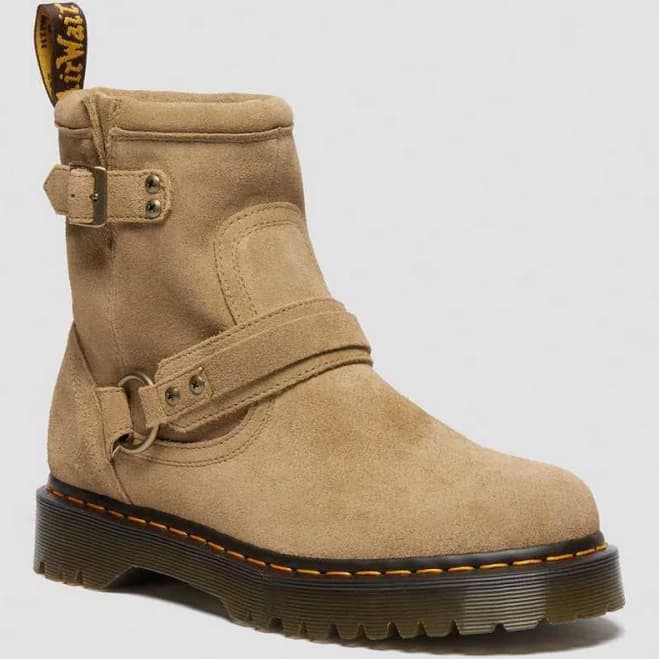 Dr. Martens Women's Anistone Harness Suede Biker Boots
