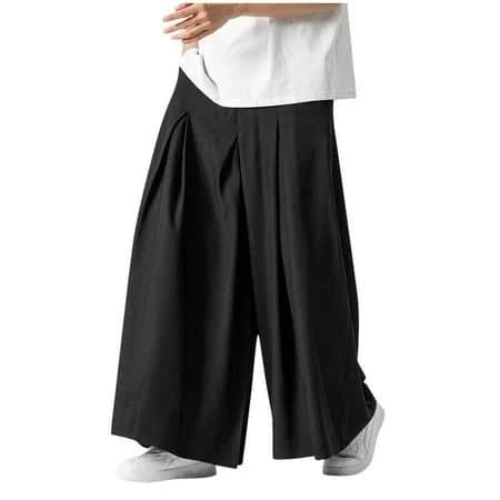 Men's Baggy Wide Leg Pleated Pants with Pockets