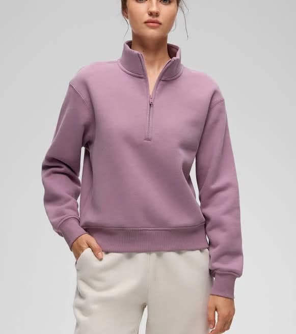 Crz Yoga Women's Casual Half-Zip Waist Length Sweatshirt