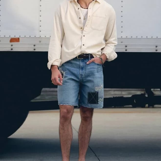 Abercrombie & Fitch Men's Loose Denim Shorts