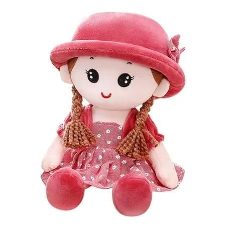 Darzheoy Plush Baby Doll Girl with Clothes, 13.8 inch Plush Stuffed Princess Dress Up Doll Plush Toy with Hat Princess Skirt, Cute Sweetheart Rag Doll