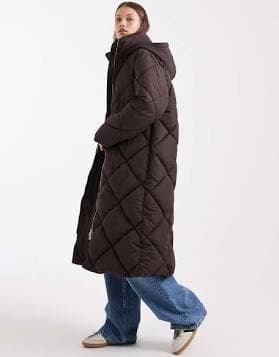 Miss Selfridge Quilted Hooded Maxi Puffer Coat