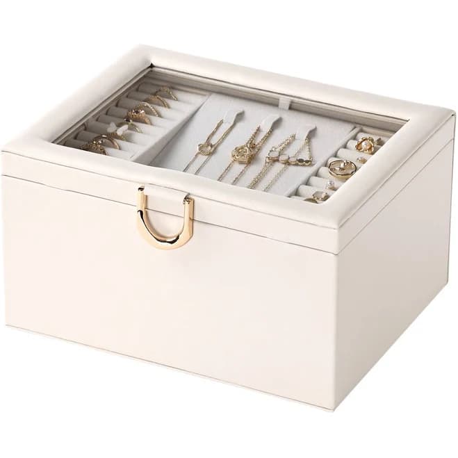 Casegrace 2-Layer Jewelry Box with Clear Lid