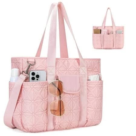 Women's Canvas Crossbody Tote Bag with Multi Pockets