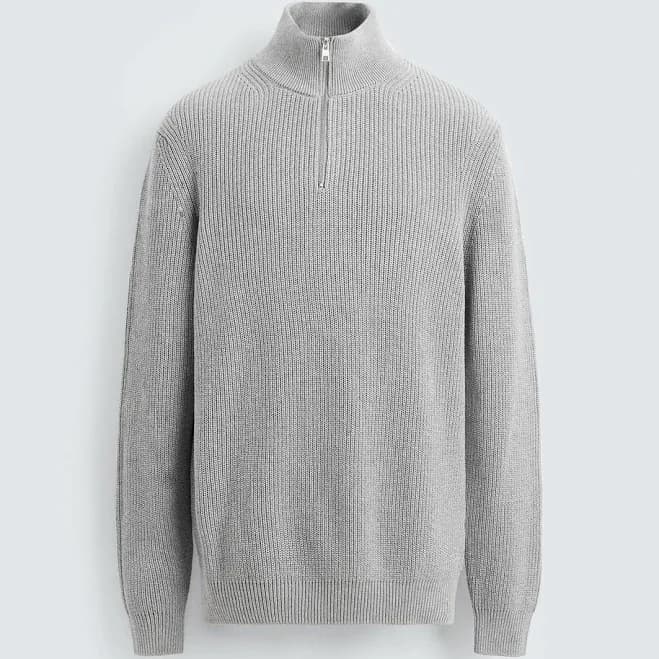 Zara Men's Purl Knit Quarter-Zip Jumper