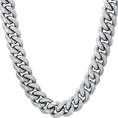 Steeltime Men's 24" Stainless Steel Cuban Link Chain Necklace