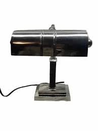 Vintage Chrome Silver Table Desk Banker Piano Student Lamp 14" Tall
