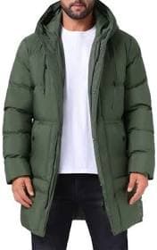 Inspire Chic Men's Mid-Length Quilted Hooded Puffer Jacket