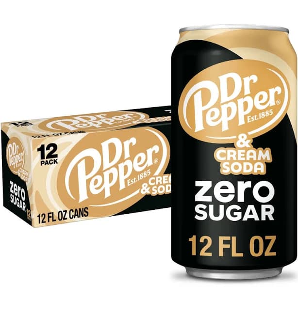 Dr Pepper Zero Sugar Cream Soda 12 Pack