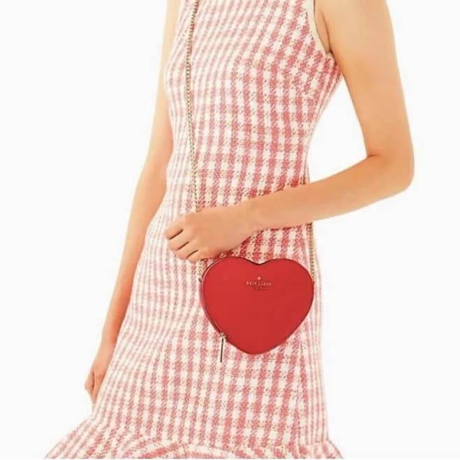 Kate Spade York Heart-shaped Red Crossbody Bag With Chain Strap