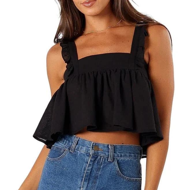 Petal & Pup Women's Raye Ruffle Strap Crop Top