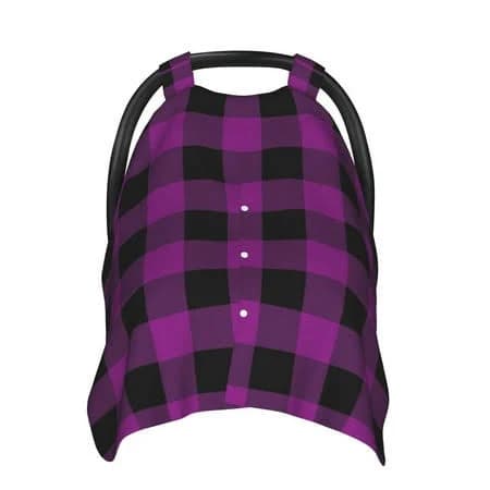 Car Seat Cover Baby - Purple black plaid A Breathable Infant Car Seat Cover for Baby Carseat, Lightweight Comfort Baby Essentials Must Haves Newborn