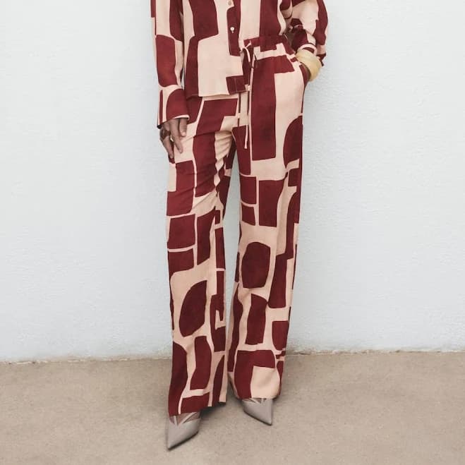MANGO Women's Geometric Wide Leg Pants