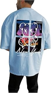 Men's Novelty Casual Letter Graphic Crewneck T-Shirt Half Sleeve Oversized Tee Top