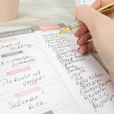Planning Pad, 6" x 9", Meal Planning Pad with Magnets, Pink and Grey