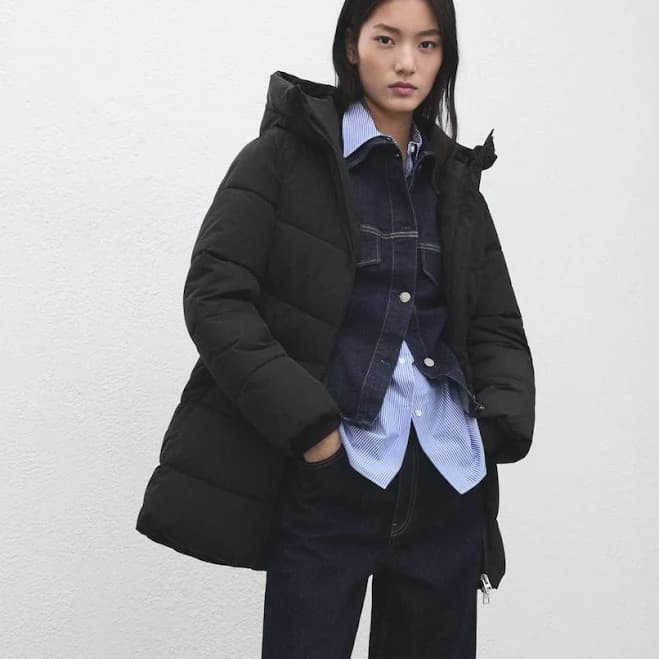 MANGO Women's Hooded Water Repellent Puffer Coat