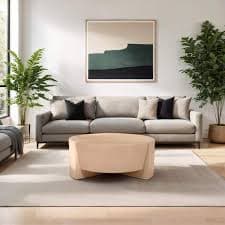 THE URBAN PORT Joana 35 in. Natural Brown Round Drum Shape Mango Wood Coffee Table with 3 Legs UPT-326653 - The Home Depot