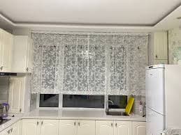 Amazon.com: A.Monamour Short Curtain for Small Window White Sheer Voile Curtain Voilage Floral Embroidery Lace with Red Cherry Window Treatment Valance Window Panel Drapes Half Curtain for Kitchen Café Bedroom : Home