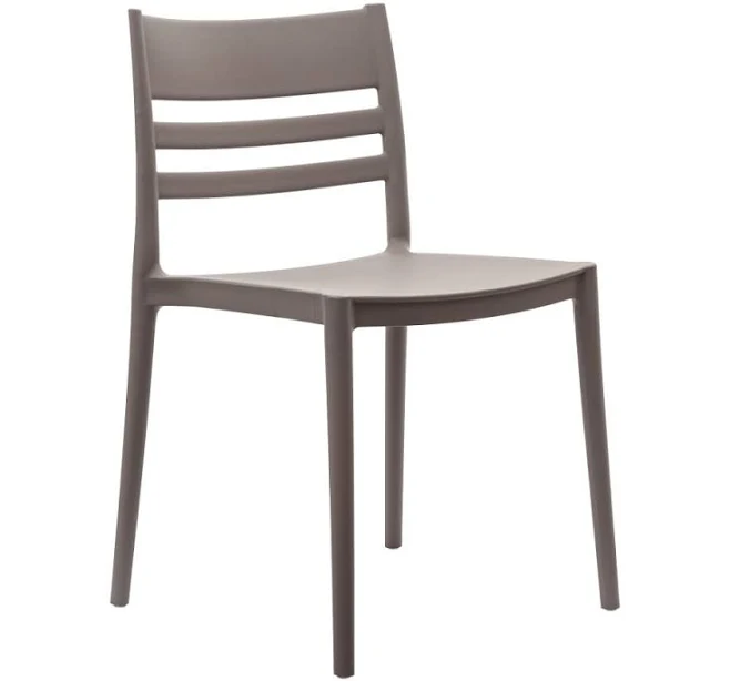 Commercial All-Weather Resin Stack Chair with Slatted Backrest-Set