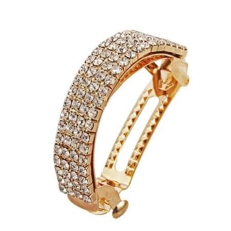 Udiyo Arch Shape Exquisite Hair Barrette Fine Craftsmanship Shiny Rhinestones Strong Spring Hair Clip for Daily Wear, Women's, Size: One size, Gold