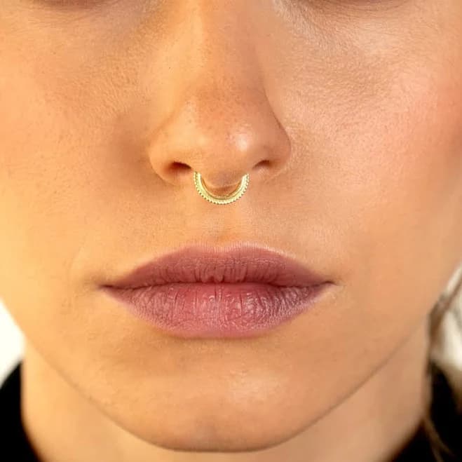14K Gold Tribal Septum Hoop
