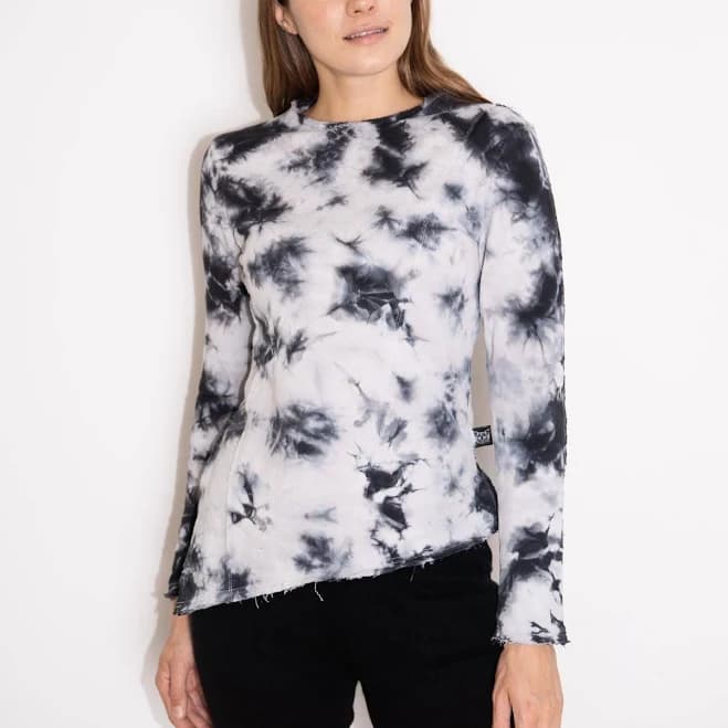 Women's Asymmetrical Tie Dye Knot Hem Sweater
