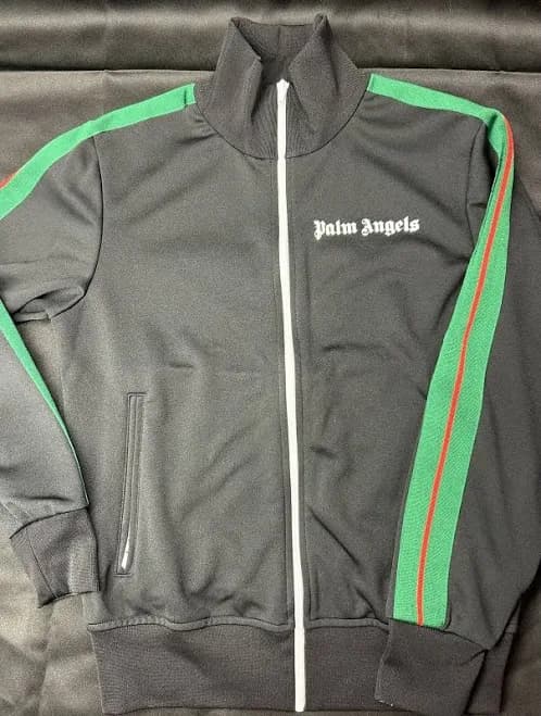 Palm Angels Black Red/green Stripe Track Jacket Size Small