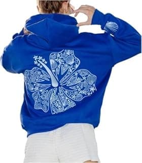 Womens Cute Graphic Hoodies Embroidery Flowers Pullover Oversized Long Sleeves Hooded Sweatshiets Aesthetic Top