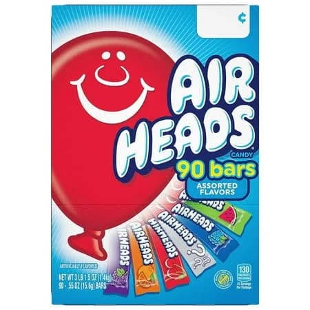 Airheads Candy Bars Variety Bulk Box Chewy Full Size Fruit Taffy Back to School Halloween Non Melting