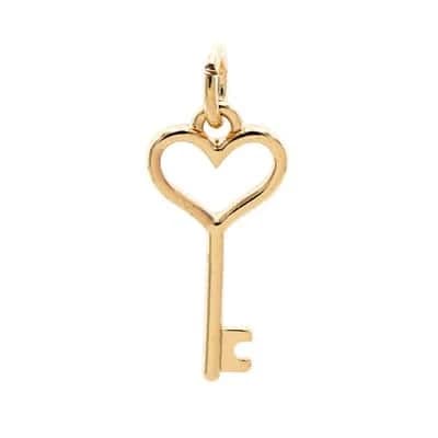 14K Gold Plated Heart Key Charm