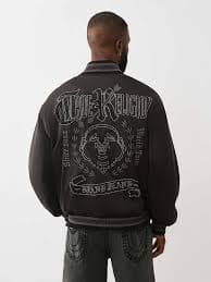 RHINESTONE SATIN RETRO BOMBER JACKET