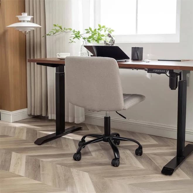 Mid-Century Ergonomic Office Chair with Adjustable Height,Swivel Rolling Desk Chair with Breathable Fabric for Home Office - Gray